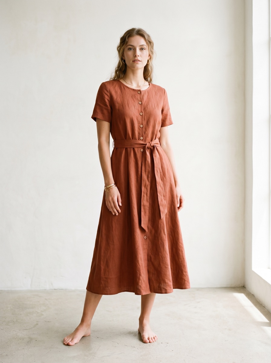 Vestido midi — campanha Geolux
